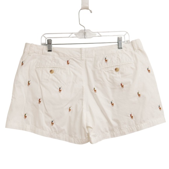 Polo Ralph Lauren Embroidered Pony White Shorts W Sz 12 All Over Print Old Money - Picture 4 of 5